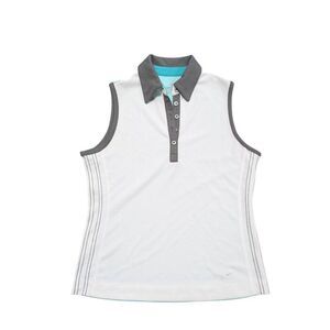 Bealls Golf America White & Gray Sleeveless Stretch Polo Shirt Women's Size Smal